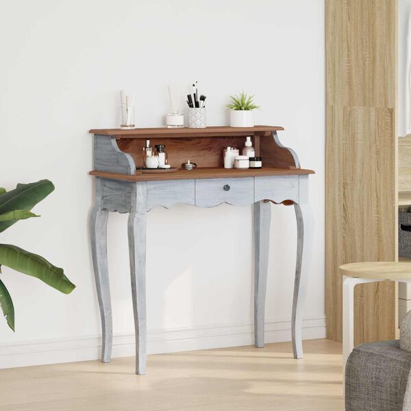 vidaXL Бюро с чекмедже Бяло 80 x 40 x 92 см Масивно махагоново дърво