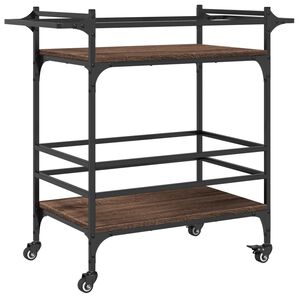 vidaXL Кухненска количка, кафяв дъб, 82x40x78,5 см, инженерно дърво