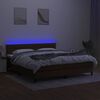vidaXL Боксспринг легло с матрак и LED, тъмнокафяво, 160x200 см, плат