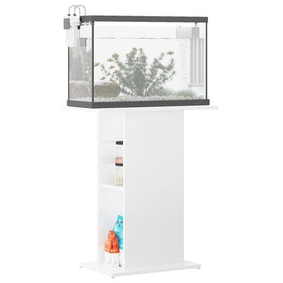vidaXL Поставка за аквариум бял гланц 60,5x36x72,5 см инженерно дърво