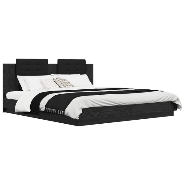 vidaXL Леглова рамка с табла Черния дъб 200 x 200 cm Инженерно дърво