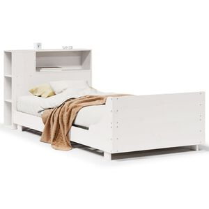 vidaXL Рамка за легло без матрак, бял, 75x190 см, борово дърво масив