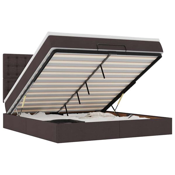 vidaXL Османска легло с матрак и LED, тъмнокафяво, 160x200 см, плат