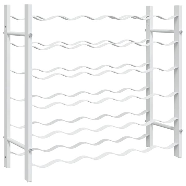 vidaXL Стойка за вино за 36 бутилки, бяла, метална