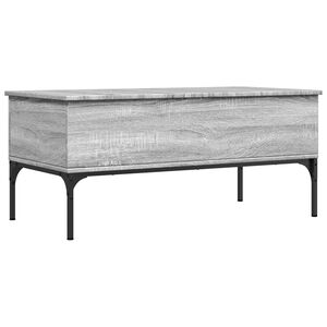 vidaXL Кафе маса, сив сонома, 100x50x45 см, инженерно дърво и метал