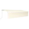 vidaXL Ръчно прибиращ се сенник с щора и LED, 6x3 м, кремав