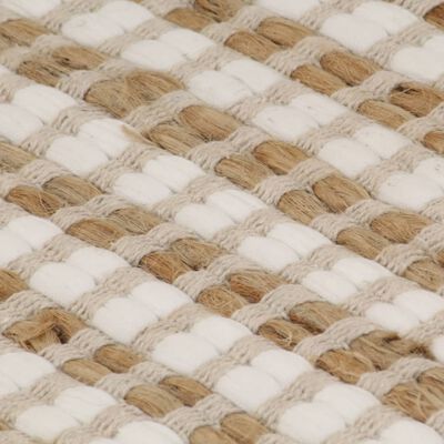 vidaXL Ръчно тъкан килим от юта, текстил, 120x180 см, естествен и бял