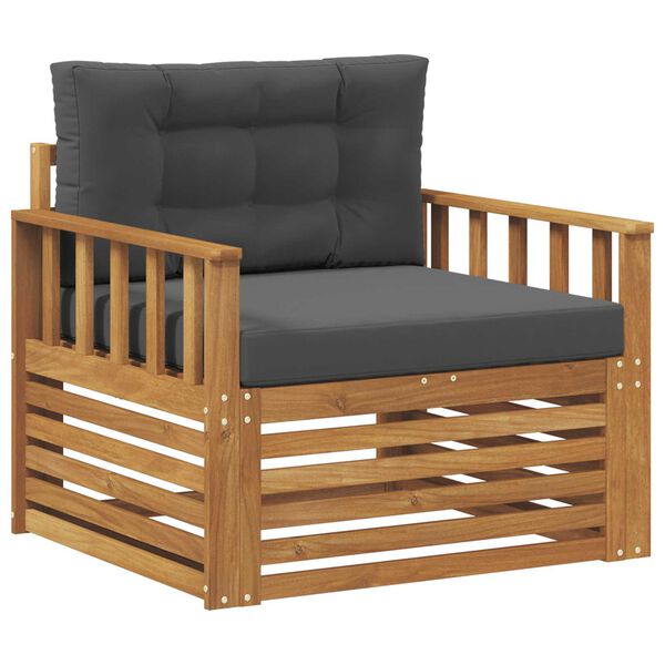 vidaXL Комплект дивани за открито Солидно акациево дърво и полиестер