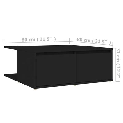vidaXL Маса за кафе, черна, 80x80x31 см, ПДЧ
