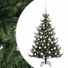 vidaXL Изкуствена коледна елха с топки 120 см 150 LED светодиода