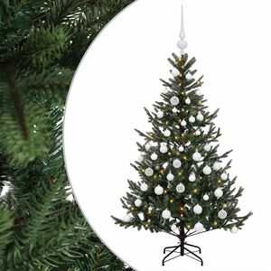 vidaXL Изкуствена коледна елха с топки 120 см 150 LED светодиода