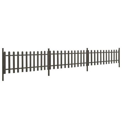 vidaXL Дъсчена ограда с колчета, 3 бр, WPC, 614x80 см
