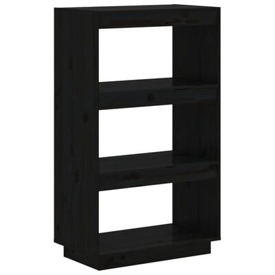 vidaXL Библиотека/разделител за стая, черна, 60x35x103 см, бор масив