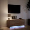vidaXL ТВ шкаф с LED, кафяв дъб, 97x34x40 см, инженерно дърво