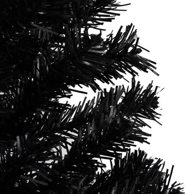 vidaXL Изкуствена осветена коледна елха с топки черна 240 см PVC