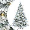 vidaXL С изкуствено коледно дърво с поставка Бяло 210 cm PE и PVC
