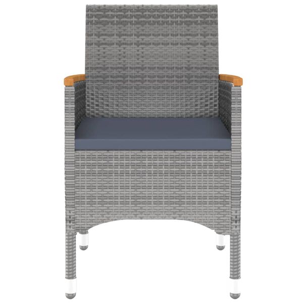 vidaXL Градински трапезен комплект, 5 части, полиратан, сив