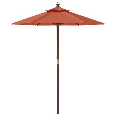 vidaXL Градински чадър с дървен прът, теракота, 196x231 см
