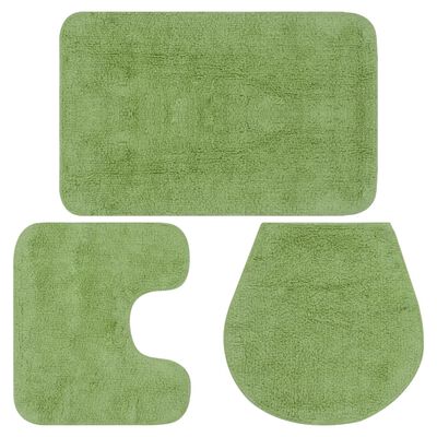 vidaXL Комплект постелки за баня, 3 бр, текстил, зелени