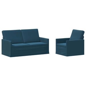 vidaXL Комплект дивани 2 pcs Синьо Кадифе