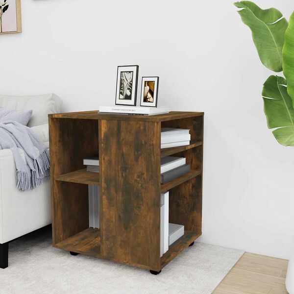 vidaXL Шкаф с колелца, опушен дъб, 60x53x72 см, инженерно дърво