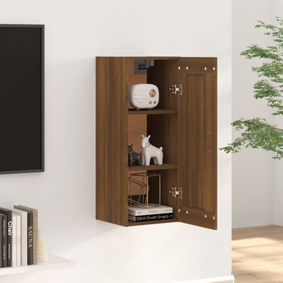 vidaXL Окачен шкаф, кафяв дъб, 35x34x90 см, инженерно дърво