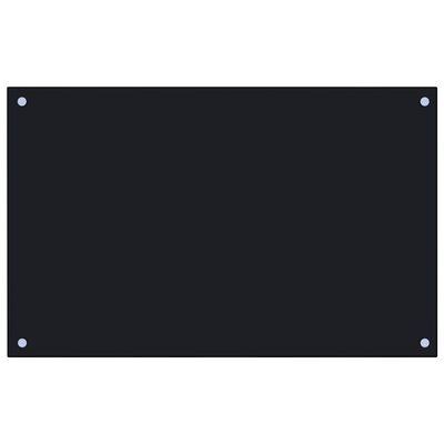 vidaXL Кухненски гръб, черен, 80x50 см, закалено стъкло