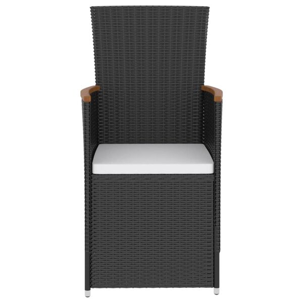 vidaXL Градински трапезен комплект 5 части възглавници полиратан черен