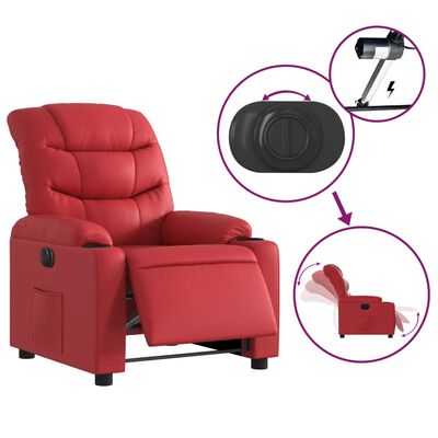 vidaXL Електрически стол реклайнер, червен, изкуствена кожа