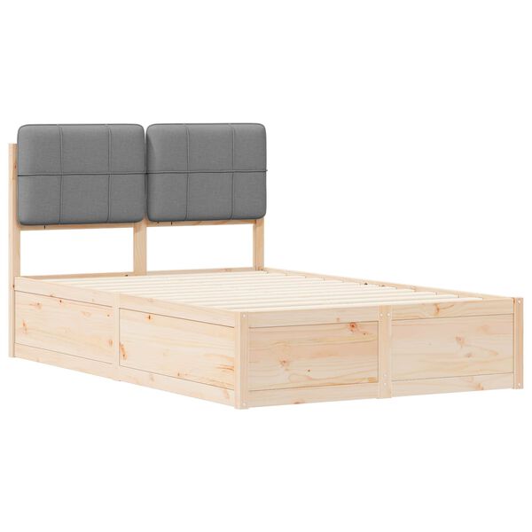 vidaXL Леглова рамка с тапицирана гръбна част Светлосиво 120 x 190 cm