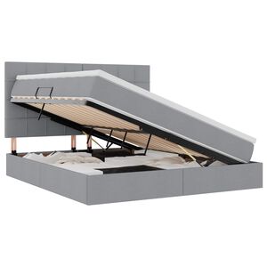 vidaXL Легло с място за съхранение и LED с LED Светлосиво 180 x 200 cm