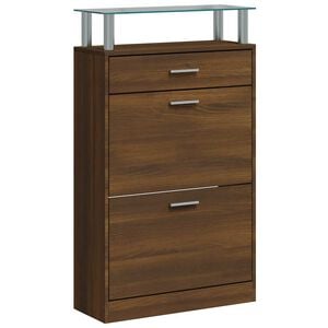 vidaXL Шкаф за обувки, кафяв дъб, 63x24x104 см, инженерно дърво