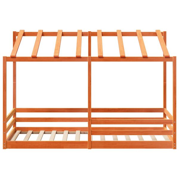 vidaXL Детско легло с покрив, восъчнокафяво, 100x200 см, бор масив