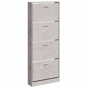 vidaXL Шкаф за обувки, бетонно сив, 59x17x150 см, инженерно дърво