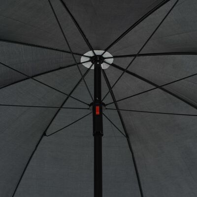 vidaXL 2-местен градински диван с възглавници и чадър сив полиратан