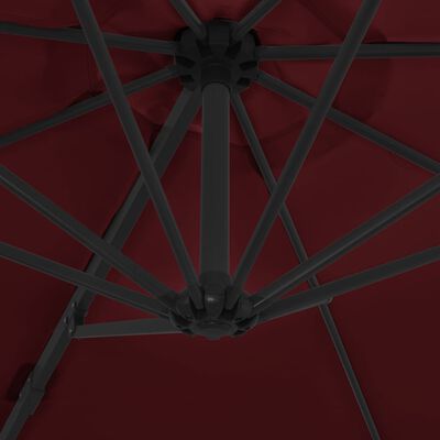 vidaXL Градински чадър чупещо рамо и стоманен прът бордо 300 см