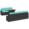vidaXL Градински Софа Комплект 8 бр. 7-Брой места Черен и тюркоаз
