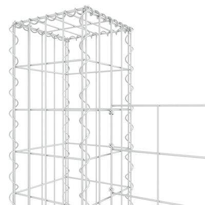 vidaXL U-образна габионна кошница с 4 стълба, желязо, 380x20x200 см