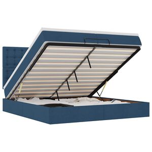 vidaXL Османска легло с матрак и LED, синьо, 200x200 см, плат