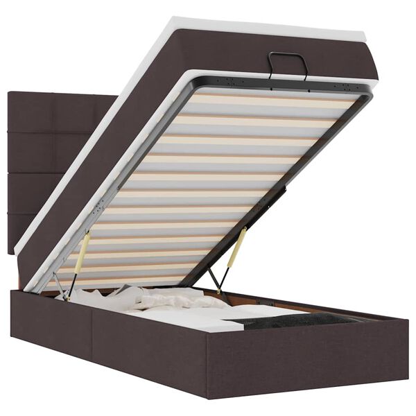 vidaXL Османска легло с матрак, тъмнокафяво, 90x190 см, плат