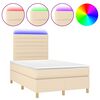 vidaXL Боксспринг легло с матрак и LED, кремаво, 120x190 см, плат
