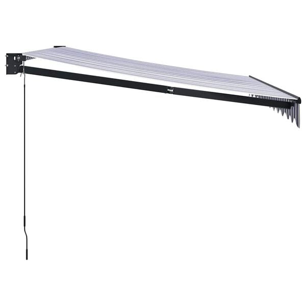 vidaXL Прибираща се тента синьо и бяло 3x2,5 м плат и алуминий