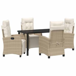 vidaXL Комплект за хранене в градината 5 pcs Бежово полиратан