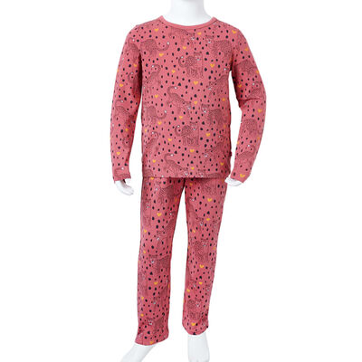 Детска пижама с дълъг ръкав, старо розово, 128