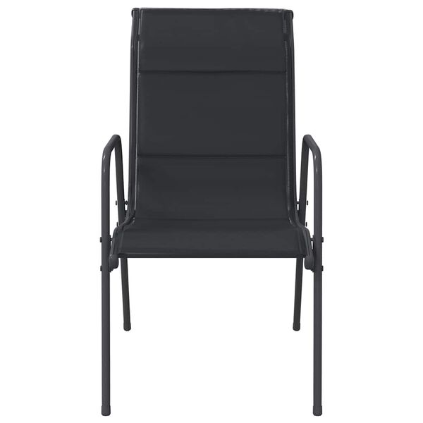 vidaXL Градински столове, 4 бр, стомана и textilene, черни