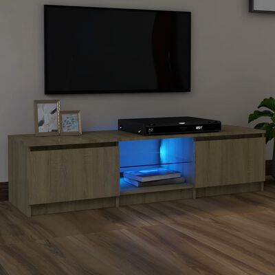 vidaXL ТВ шкаф с LED осветление, дъб сонома, 140x40x35,5 см