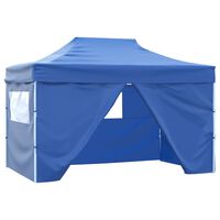 vidaXL Сгъваема шатра с 4 странични стени, 3х4,5 м, синя