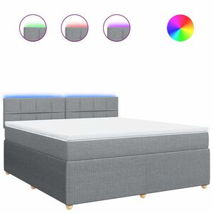 vidaXL Боксспринг легло с матрак, светлосиво, 180x200 см, плат