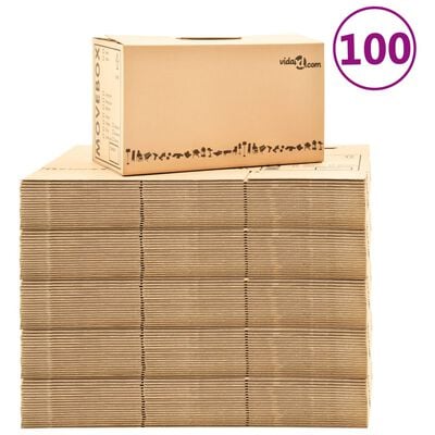 vidaXL Картонени кутии за преместване, XXL, 100 бр, 60x33x34 см