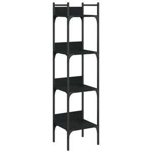 vidaXL Етажерка за книги 4 нива черна 35x30x138,5 см инженерно дърво